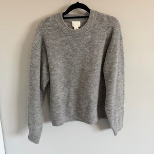 H&M Light Grey Ribbed Crewneck Sweater
